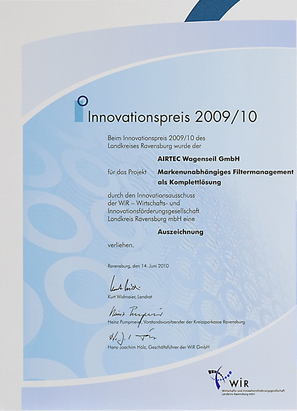 AIRTEC gewinnt Innovationspreis 2009/2010